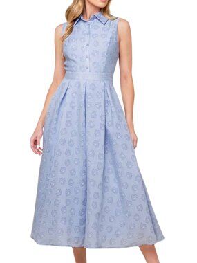 NWOT Flying Tomato Grand Entrance Midi Dress S Blue Rose Floral Cottagecore